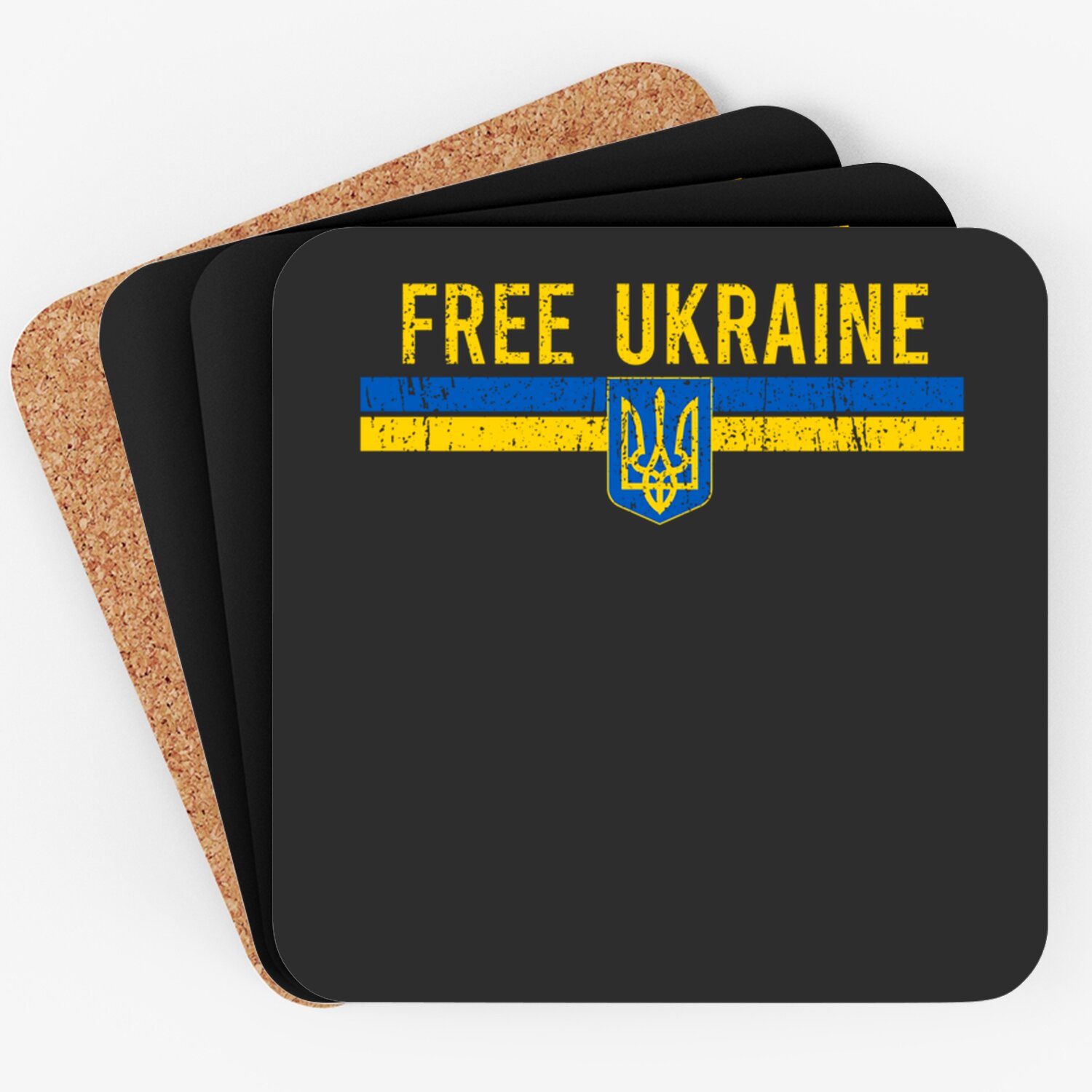 Free Ukraine distressed Ukrainian blue yellow flag art Coasters