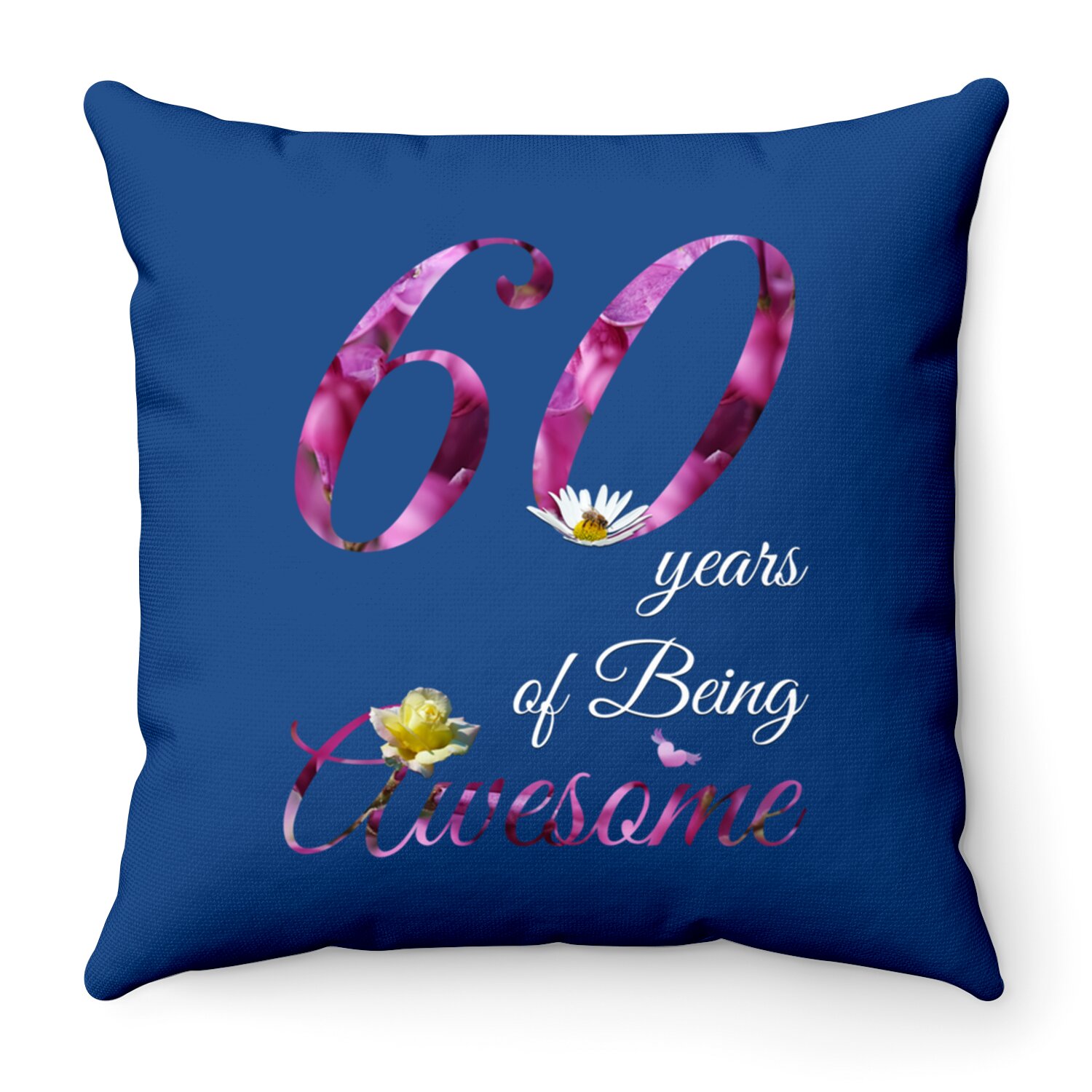 60 Year Old Throw Pillows Awesome Floral 1961 60th Birthday Hoodie