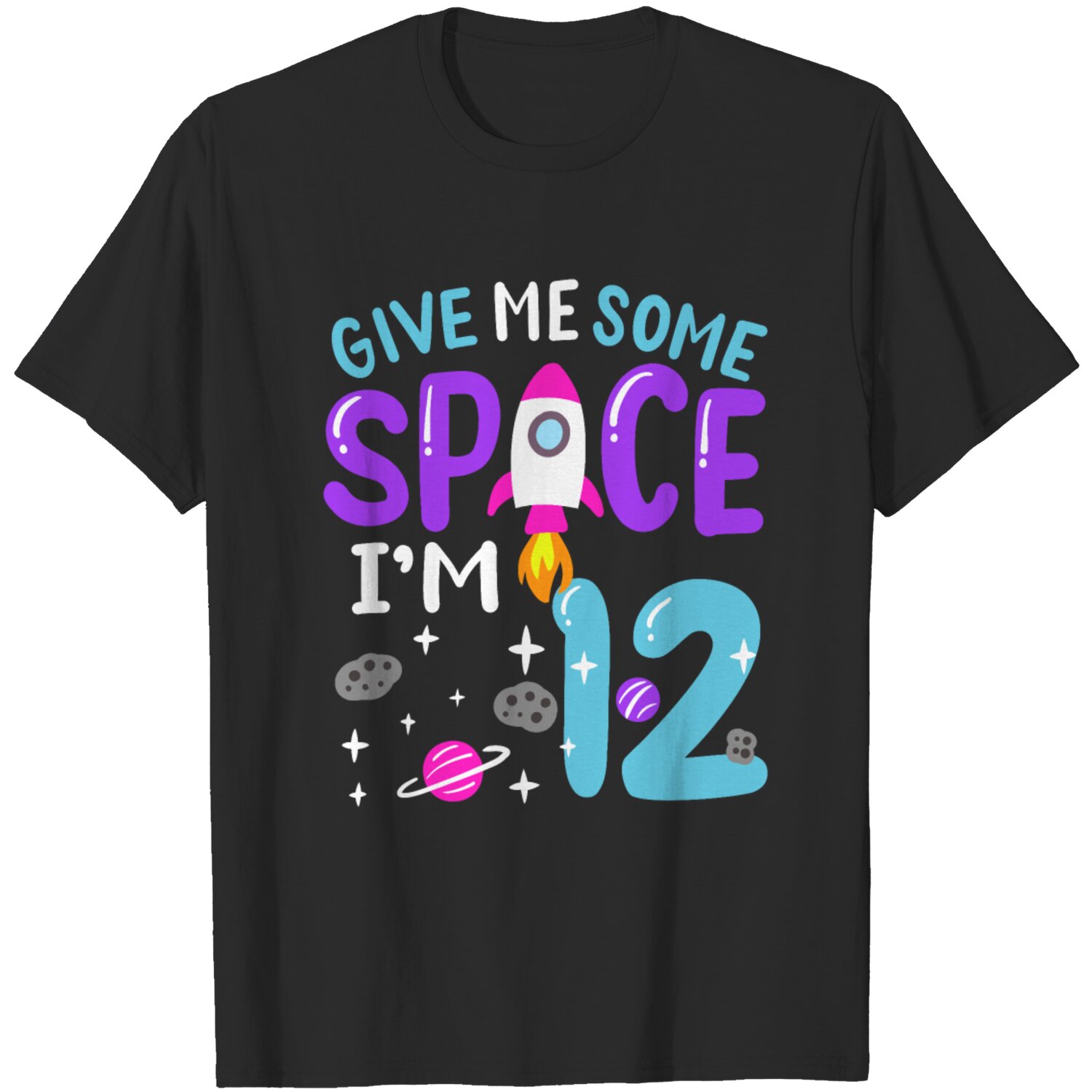 12th Birthday Space Rocket T Shirt