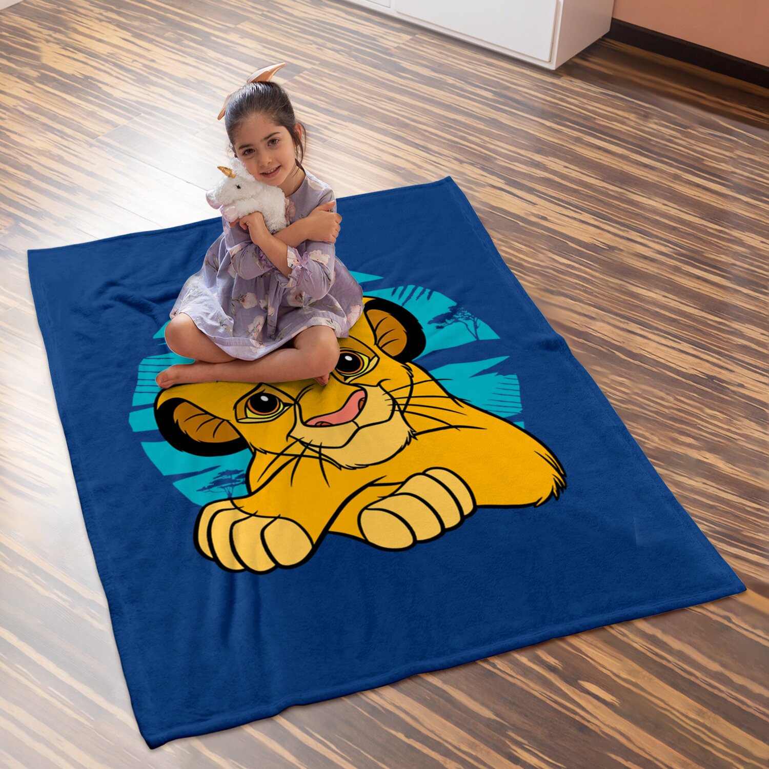 The Lion King Young Simba Resting Blue 90s Baby Blanket