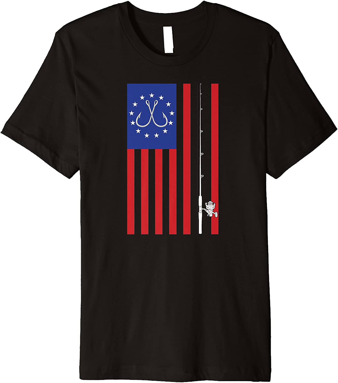 Bass Fishing Pole 1776 Betsy Ross American Flag Premium T-Shirt